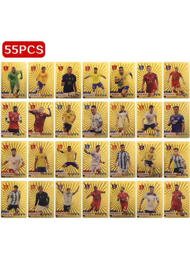 Football Cards, 55 PCS Golden World Cup Football Stars Cards Football Card Game Non-Repeating Football Card Collection League Card as Football Gifts for Boys - Image 3