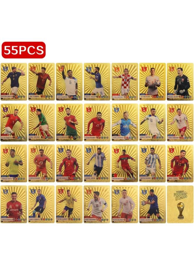 Football Cards, 55 PCS Golden World Cup Football Stars Cards Football Card Game Non-Repeating Football Card Collection League Card as Football Gifts for Boys - Image 4