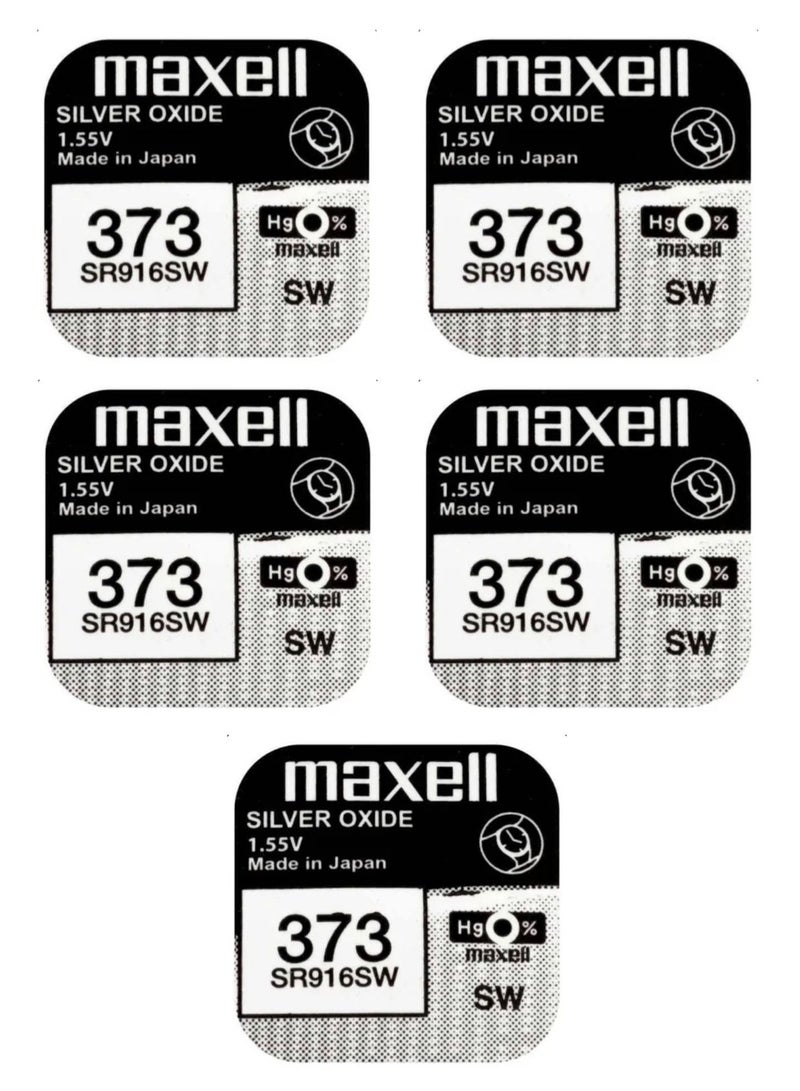 ماكسل 5 قطع 373 / SR916SW بطاريات الساعة 1.55 فولت أكسيد الفضة