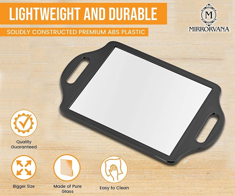 Mirrorvana XLarge Barber Hand Mirror with Double Comfy Handles, Professional Handheld Mirror for Salon and Barbershop (14â€ x 8.5â€) - Image 3