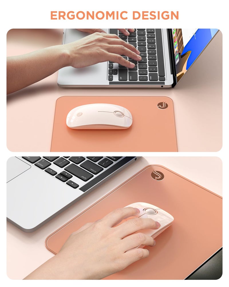 RAPIQUE Bluetooth Wireless Mouse - (BT5.1+USB) Slim Dual Mode Computer Mice with Quiet Click, Low Power, and 1600 DPI, Portable Cordless Mouse for MacBook, Laptop, iPad Pro/Air, Tablet (Pink) - Image 3