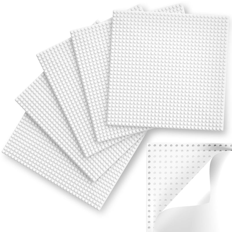 Pokiiulk Classic Baseplates Peel and Stick Base Plates for Building Bricks Compatible with Major Brands SelfAdhersive Base for Bricks 10 x 10 6 Pack White - Image 2
