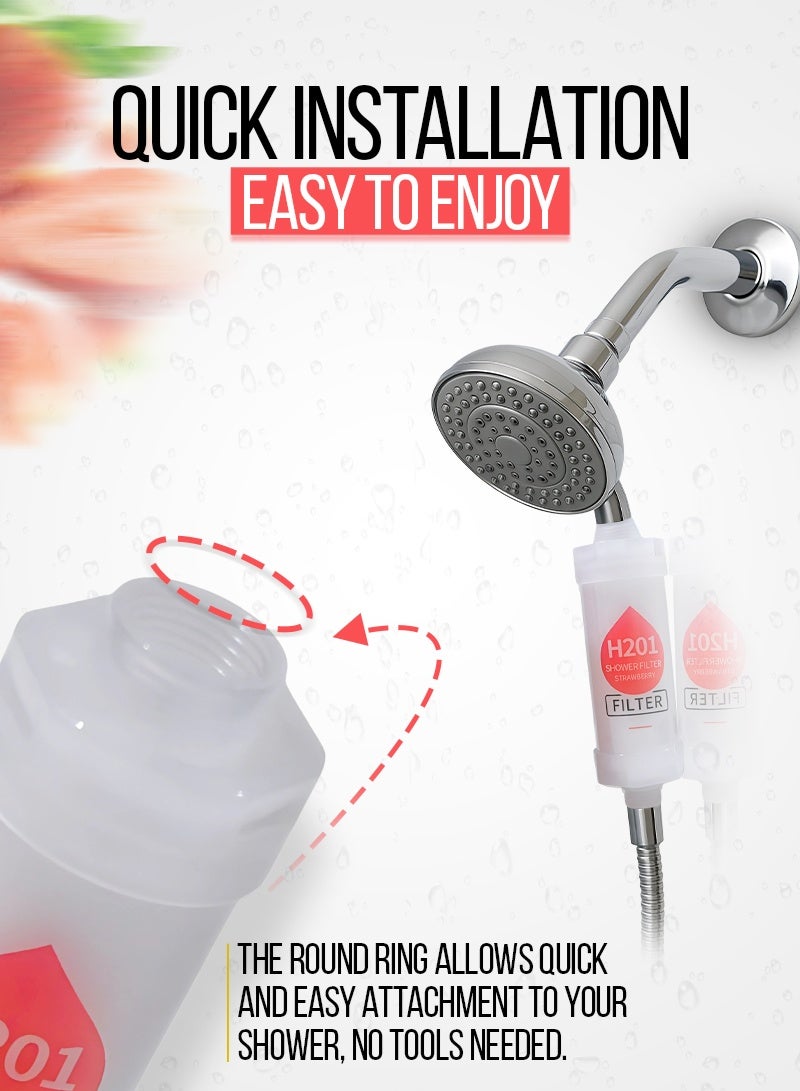 ABJ 2-Pack Vitamin C Shower Filters – Shower Head Water Purifier with Aromatherapy, Eliminates Chlorine & Fluoride, Hard Water Softener for Dry Skin, Hair Loss & Dandruff Relief (Cherry + Strawberry) - Image 5