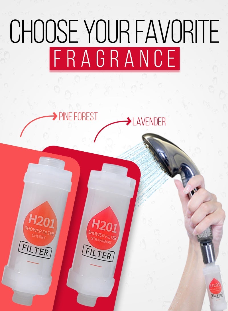 ABJ 2-Pack Vitamin C Shower Filters – Shower Head Water Purifier with Aromatherapy, Eliminates Chlorine & Fluoride, Hard Water Softener for Dry Skin, Hair Loss & Dandruff Relief (Cherry + Strawberry) - Image 2