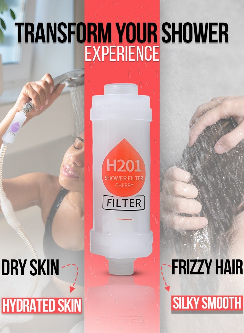 ABJ 2-Pack Vitamin C Shower Filters – Shower Head Water Purifier with Aromatherapy, Eliminates Chlorine & Fluoride, Hard Water Softener for Dry Skin, Hair Loss & Dandruff Relief (Cherry + Strawberry) - Image 4