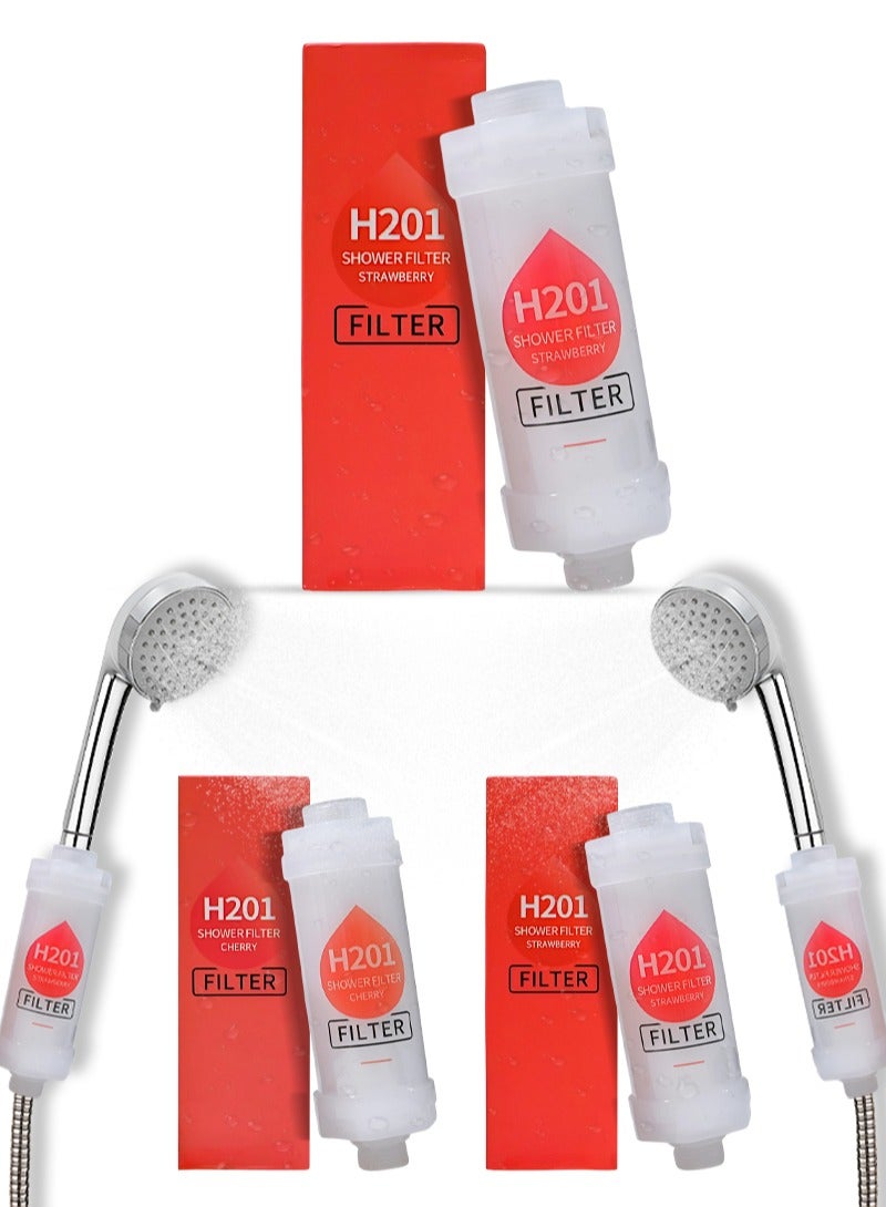 ABJ 2-Pack Vitamin C Shower Filters – Shower Head Water Purifier with Aromatherapy, Eliminates Chlorine & Fluoride, Hard Water Softener for Dry Skin, Hair Loss & Dandruff Relief (Cherry + Strawberry) - Image 1