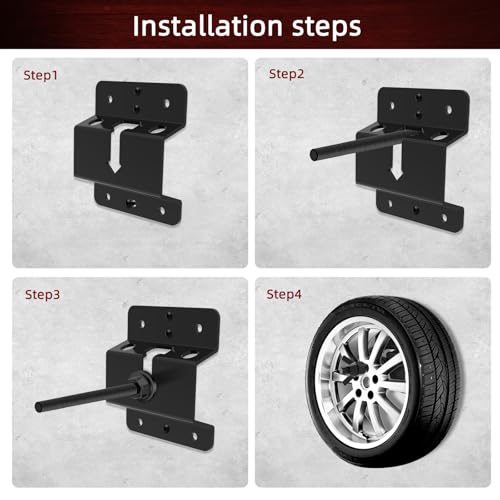 Homydom Spare Tire Mounting Bracket Rack for Enclosed Trailers,Spare Tire Holder Mount, Upgraded Spare Wheel Carrier,Cargo Race Box Trailers, Trucks, Vans, Garages, Warehouses and Semis (Wall Mount) - Image 3