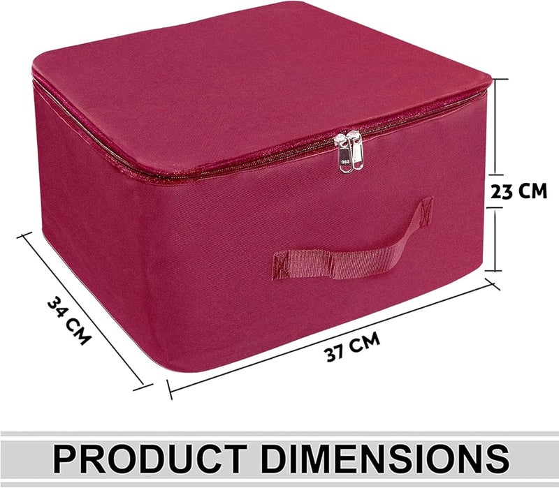 Storite 10 Pack Nylon Wardrobe Bag Underbed Moisture Proof Cloth Storage Organiser with Zippered Closure & Handle (Magenta, 38x35.5x25.4cm) Square - Image 2