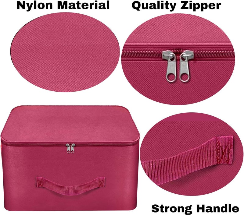 Storite 10 Pack Nylon Wardrobe Bag Underbed Moisture Proof Cloth Storage Organiser with Zippered Closure & Handle (Magenta, 38x35.5x25.4cm) Square - Image 3