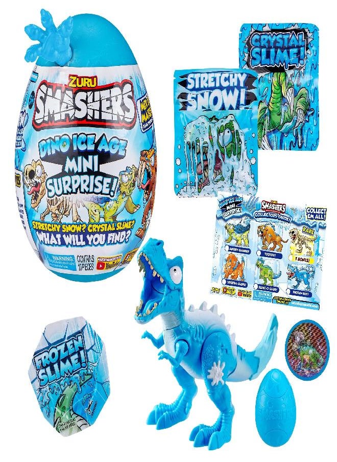 SMASHERS - Smashers Dino Ice Age T-Rex by ZURU Mini Surprise Egg with Many Surprises! - Slime, Dinosaur Toy, Collectibles, Exclusive Dino, Smashable Egg, Toys for Boys and Kids (T-Rex) - Image 1