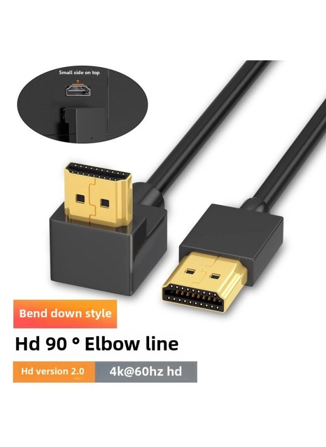 Generic Elbow HDMI Hd Line Video Line Left Bend Right Bend Up Bend Down HDTV Line Set Top Box TV Cable 4K-Color:Curved Up To Straight Head Black-Line Length:5M  - Image 5