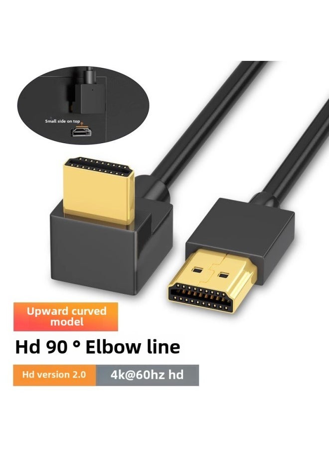 Generic Elbow HDMI Hd Line Video Line Left Bend Right Bend Up Bend Down HDTV Line Set Top Box TV Cable 4K-Color:Curved Up To Straight Head Black-Line Length:5M  - Image 1