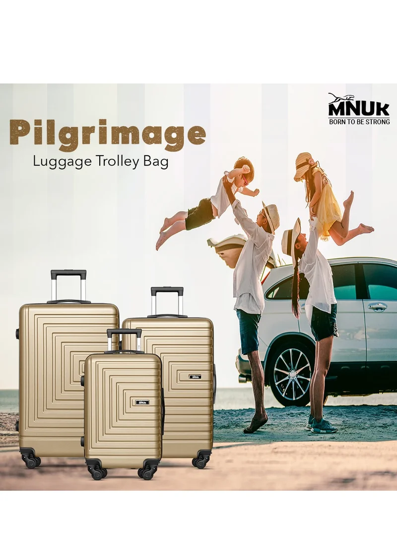 MNUK Pilgrimage Carry-on Luggage | Hardside Soft Handle Trolley with TSA Lock | 360° 4 Wheeler| Cabin-20 Inch, Gold