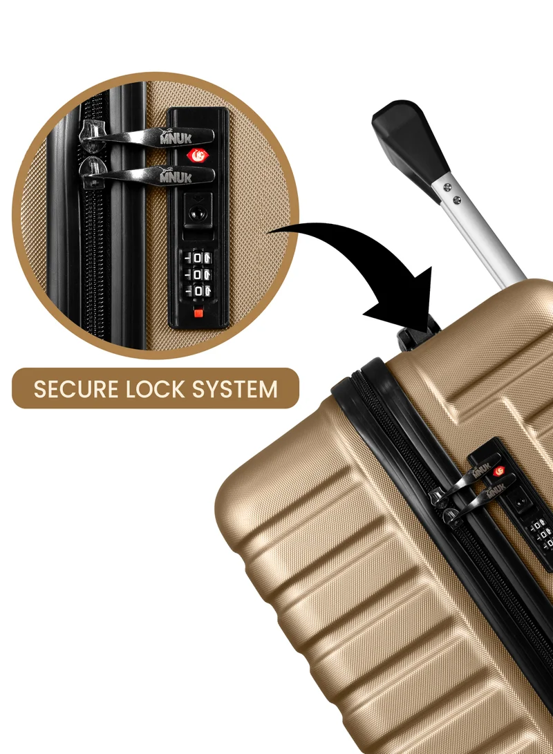 MNUK Pilgrimage Carry-on Luggage | Hardside Soft Handle Trolley with TSA Lock | 360° 4 Wheeler| Cabin-20 Inch, Gold
