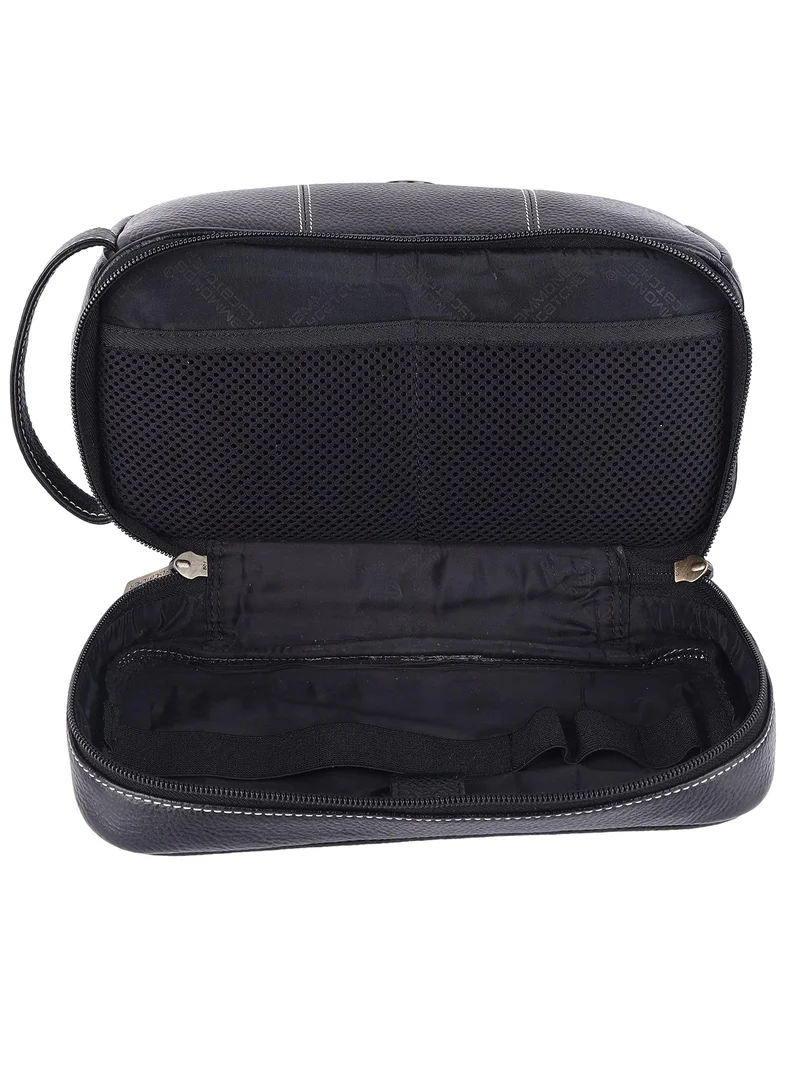 HAMMONDS FLYCATCHER Genuine Leather Toiletry Kit Bag For Me Leather Dopp Kit Shaving Kit Bag Travel Toiletry Bag Grooming Kit Organizer Hand Stitched Vanity Case(L_S_Tc4003_Blk_Black),Free Size | LFCB