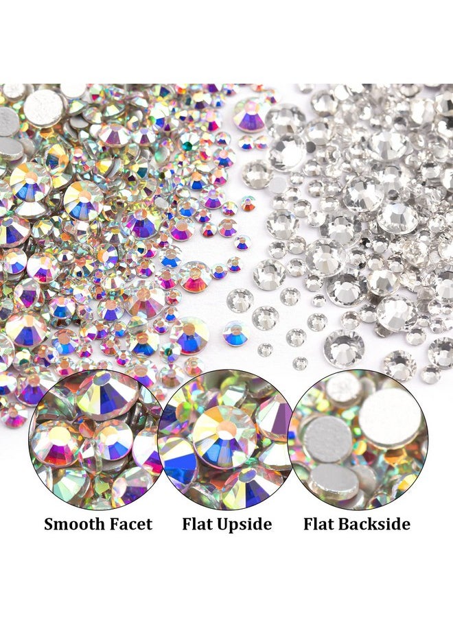 BELLEBOOST Two Packs of Flatback Rhinestones 4520 Pcs Rainbow Gems Crystal Nail Rhinestones for Crafting, Colorful+ AB+Transparent White Rhinestones for Bedazzling with Picker Tools for Nail Art and Face Makeup  - Image 3