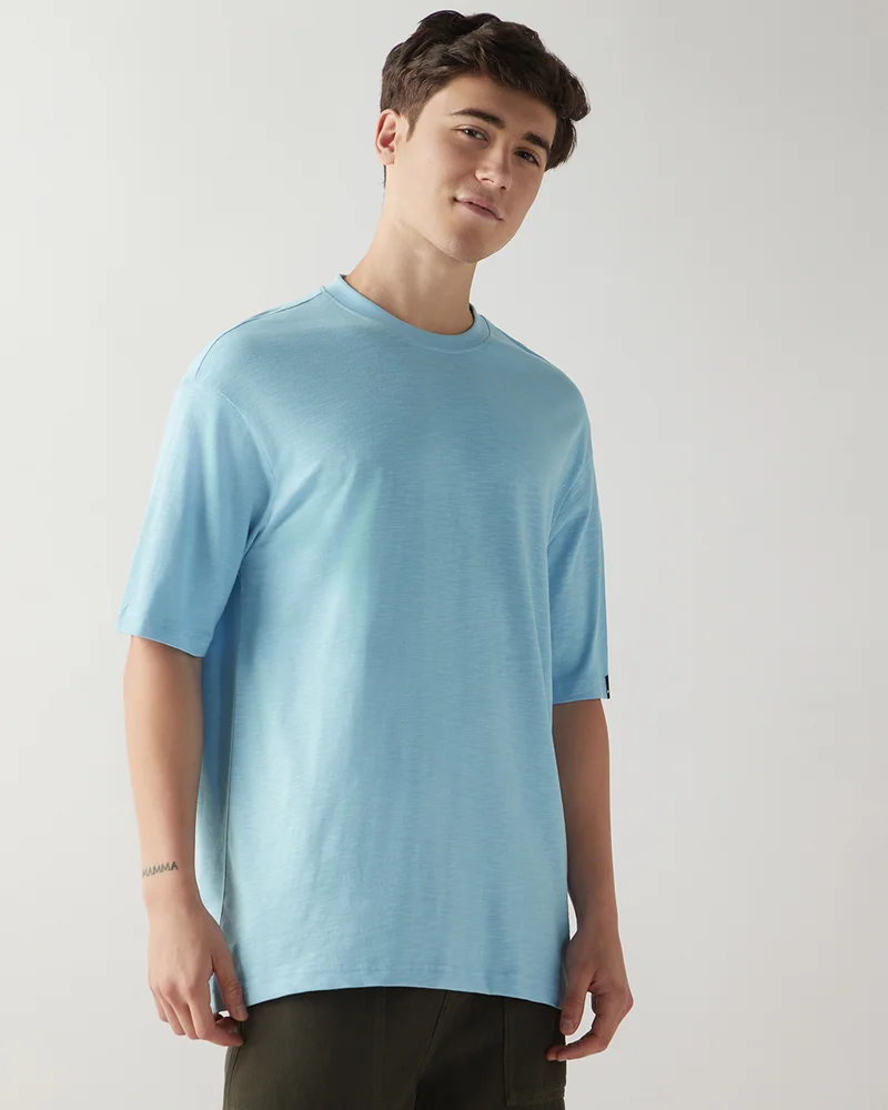 bewakoof Air 1.0 Men's Blue Oversized T-shirt