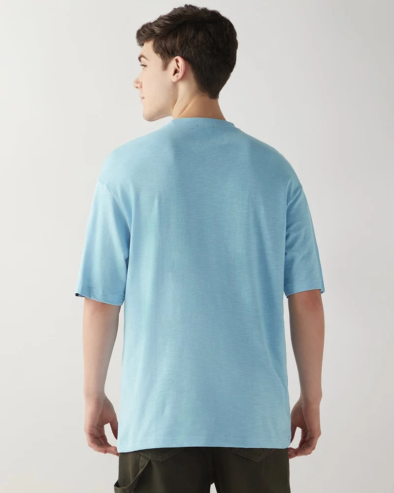 bewakoof  Men's Blue Oversized T-shirt for Men | Best Price UAE
