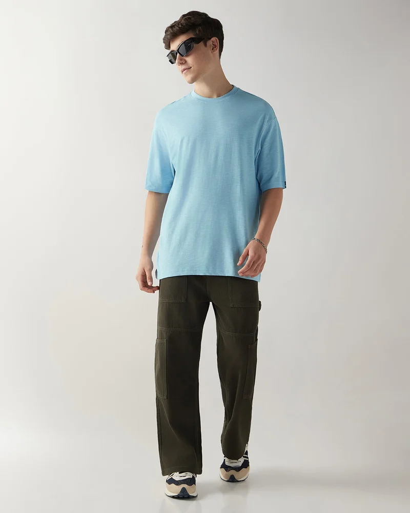 bewakoof  Men's Blue Oversized T-shirt for Men | Best Price UAE