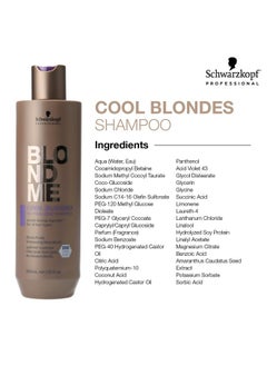 شوارزكوف بروفيشيونال شامبو Blondme Cool Blondes Neutralizing - منظف مرطب للشعر مع أصباغ أرجوانية لتوحيد اللون - يعمل على تحييد النغمات الصفراء والنحاسية في جميع أنواع الشعر الأشقر، 300 مل  - Image 2