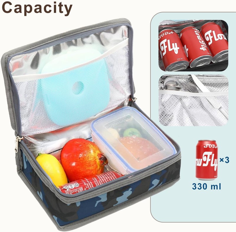 FlowFly Small Insulated Lunch box Portable Soft Bag Mini Cooler Thermal Meal Tote Kit with Handle for Work & School, Camo - Image 5