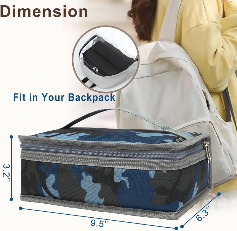FlowFly Small Insulated Lunch box Portable Soft Bag Mini Cooler Thermal Meal Tote Kit with Handle for Work & School, Camo - Image 4