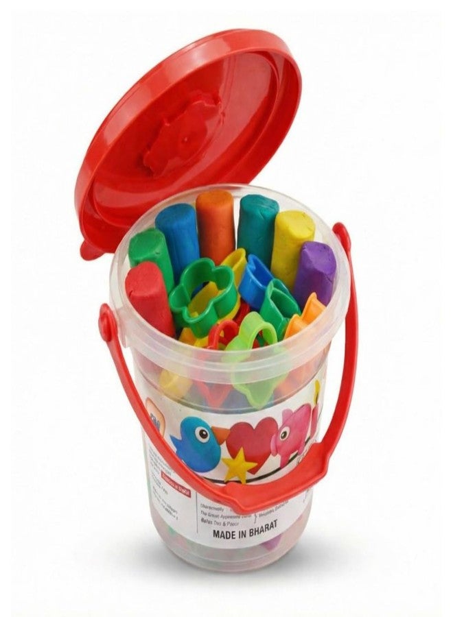 RIGHT Kids Modeling Dough Set - 10 Bright Non-Toxic Colors with 2 Cookie Cutters & Storage Bucket | Reusable Play Clay for Creative Arts & Craft, Sensory Fun Activity Toy for Kids Age 3+ - Image 1