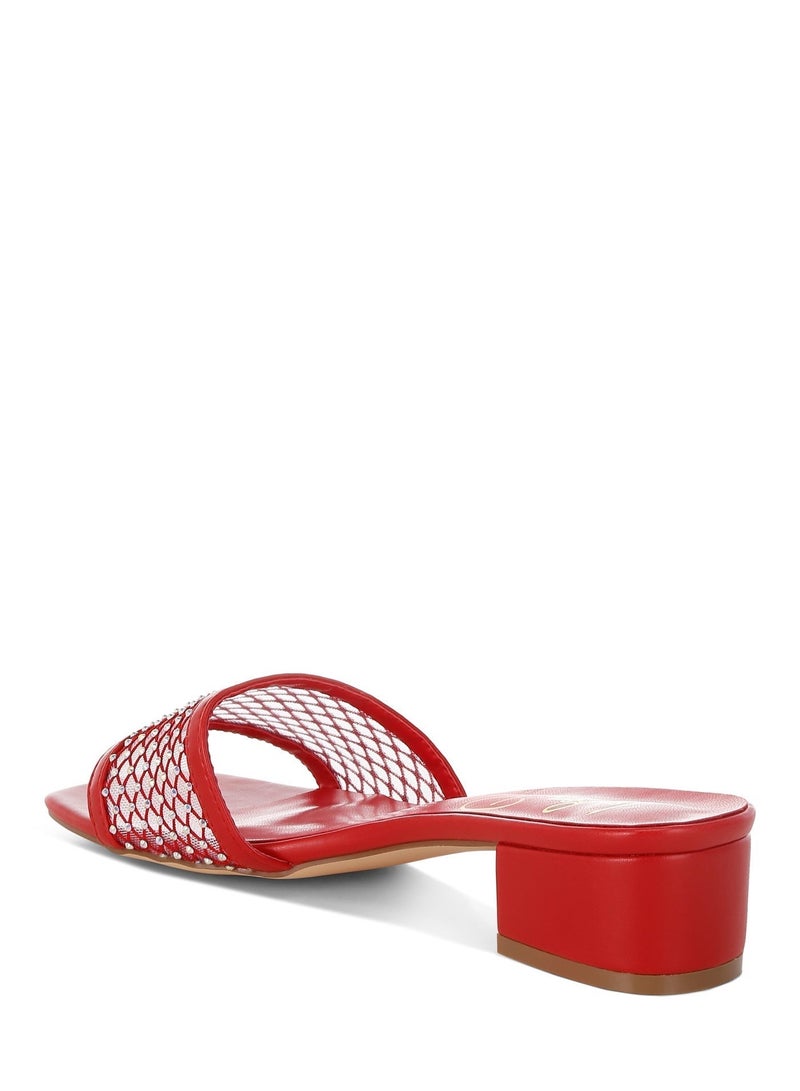 لندن راج حذاء لندن راج نسائي بكعب سهل الارتداء مرصع بأحجار الراين باللون الأحمر - Image 3