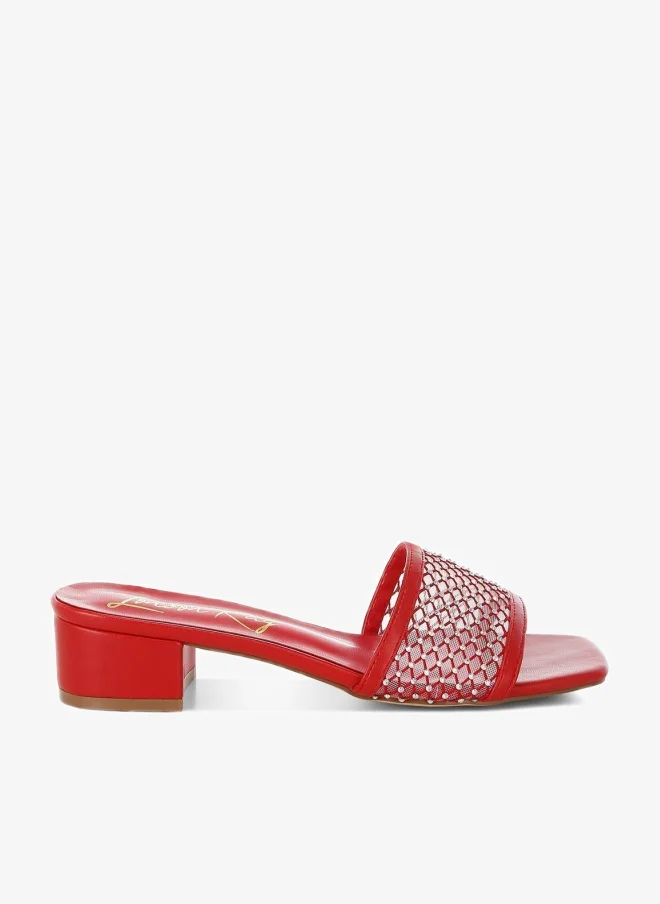 London Rag London Rag Women's Rhinestone Studded Slip-On Heels in Red