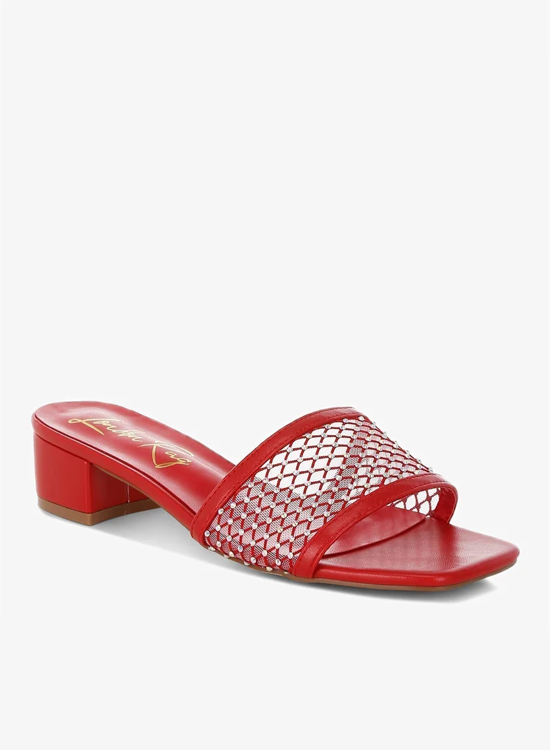 London Rag London Rag Women's Rhinestone Studded Slip-On Heels in Red