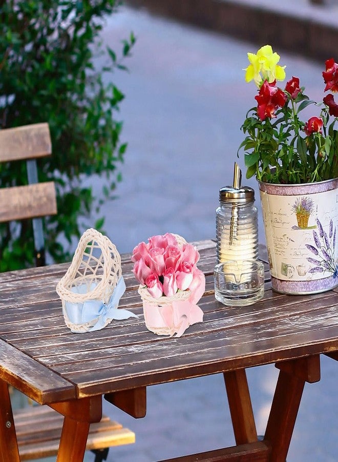 ifundom Miniature Rattan Flower Basket Dollhouse Accessory 2.95X7.08X2.75In Hand Woven Mini Basket Ornament for Toy House Decor Desktop Display - Image 4