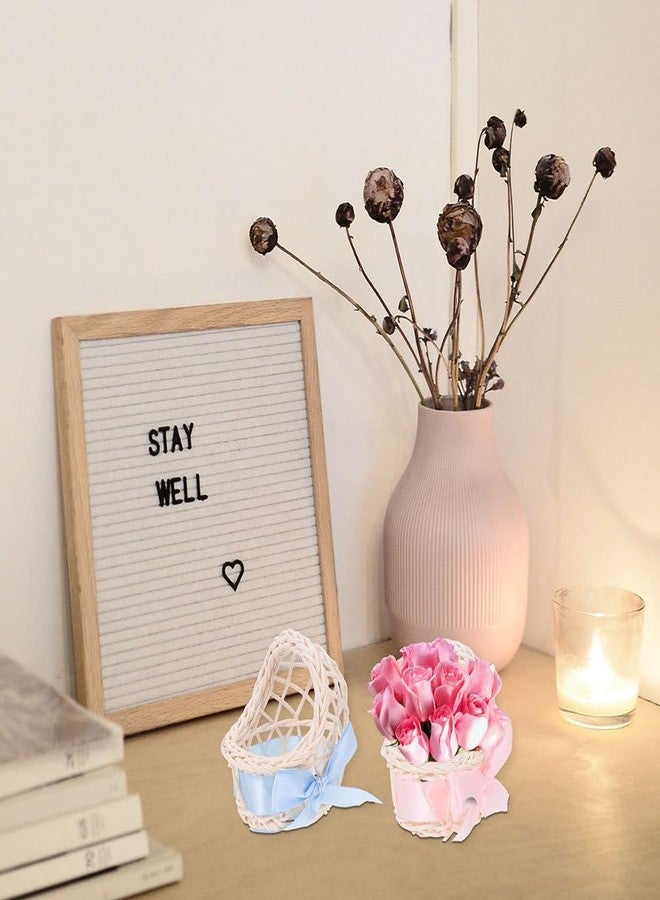 ifundom Miniature Rattan Flower Basket Dollhouse Accessory 2.95X7.08X2.75In Hand Woven Mini Basket Ornament for Toy House Decor Desktop Display - Image 5