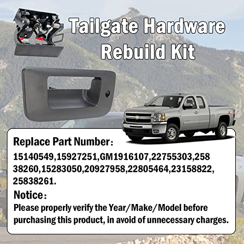 Xiaoyudou Tailgate Hardware Rebuild Kit Fit for 2007 2008 2009 2010 2011 2012 2013 2014 Chevy Silverado GMC Sierra 1500 2500 3500 (All Kit)-Tailgate Handle Bezel Latch and Cables Rods - Image 2