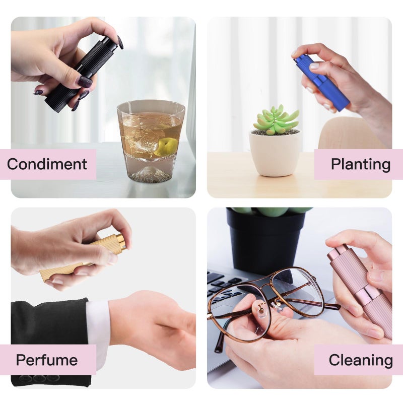 Tekson 2PCS 8ml Travel Perfume Atomizer Refillable, Mini Cologne Spray Bottle Empty, Portable Sprayer (Black & Pink) - Image 2