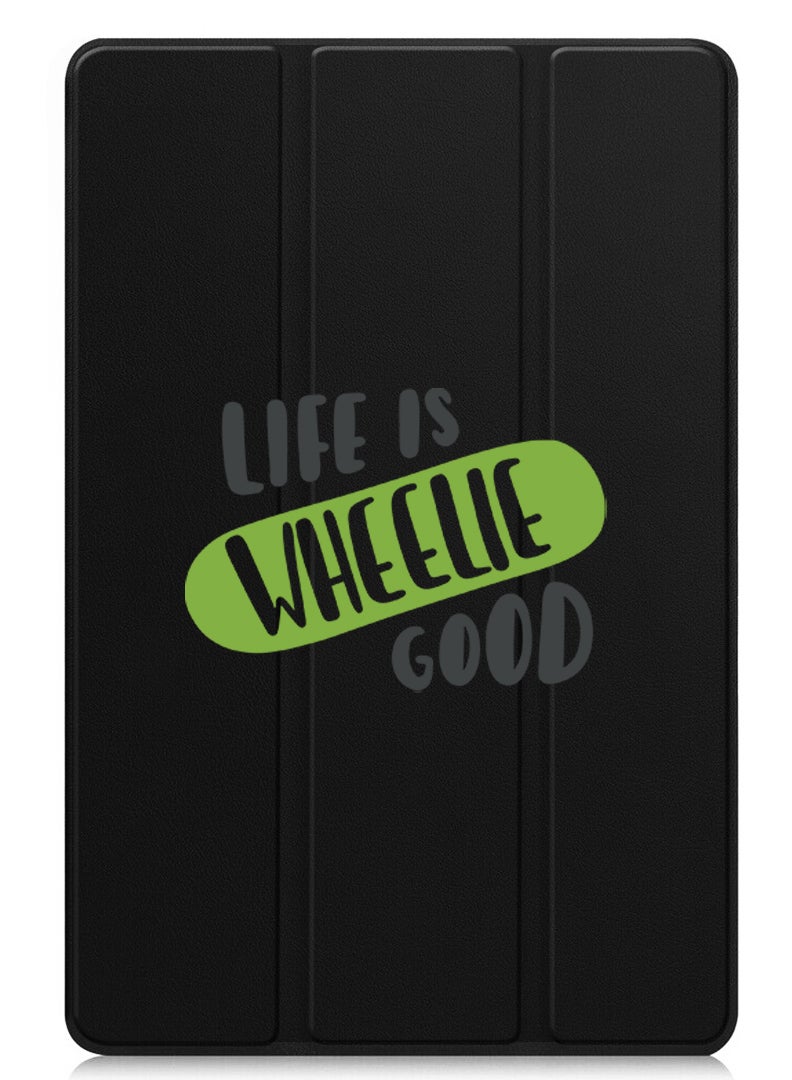 Theodor Protective Flip Case For Xiaomi Redmi Pad Pro (2024) With Trifold Stand Auto Wake Sleep Shockproof Cover Life is wheelie good black - Image 1