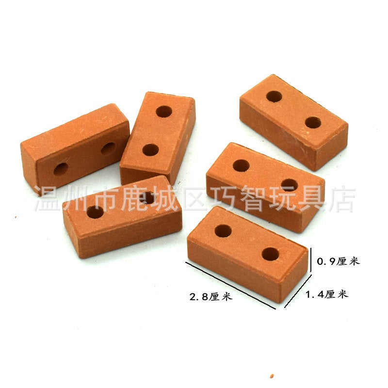 1 To 12 Model Small Brick Puzzle Building Block Toy Small Mason Building House Villa Red Brick Clay Firing - Image 5