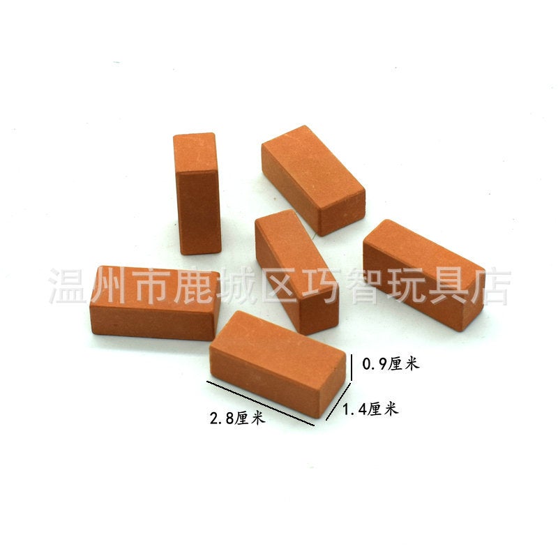 1 To 12 Model Small Brick Puzzle Building Block Toy Small Mason Building House Villa Red Brick Clay Firing - Image 3