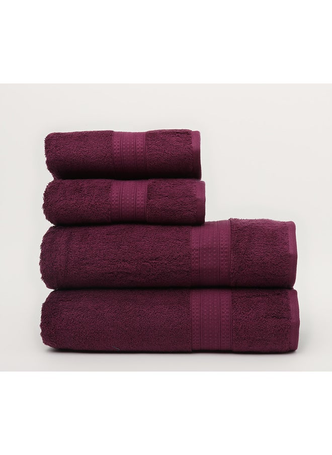 White Rose - 4 Piece Bathroom Towel Set - BRIX - 500 GSM - 100% Cotton Terry - 2 Bath Towel 70X140 cm & 2 Hand Towel 50x90 cm-Premium Touch-Quick Dry - Super Absorbent-Purple - Image 1