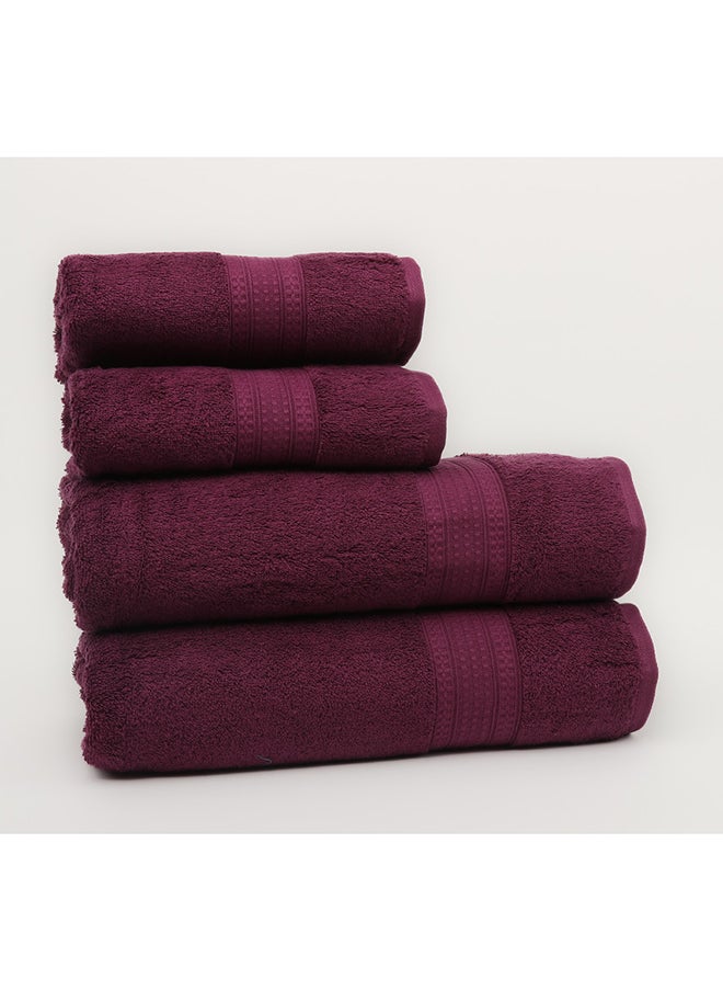 White Rose - 4 Piece Bathroom Towel Set - BRIX - 500 GSM - 100% Cotton Terry - 2 Bath Towel 70X140 cm & 2 Hand Towel 50x90 cm-Premium Touch-Quick Dry - Super Absorbent-Purple - Image 1