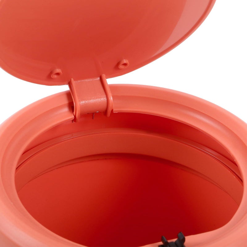 Press Type Mini Trash Can With Lid Compact Desktop Wastebasket For Home Office Bedroom Orange - Image 4