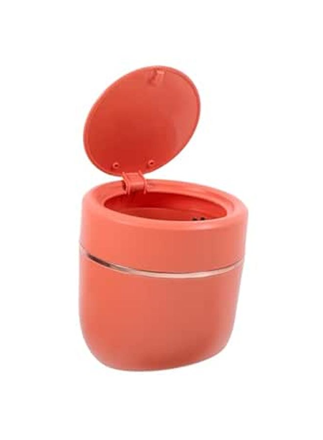 Press Type Mini Trash Can With Lid Compact Desktop Wastebasket For Home Office Bedroom Orange - Image 1