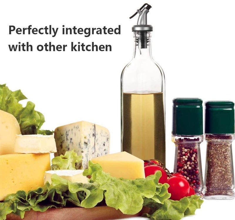 KIDINGTON 2 Pcs Glass Oil Dispenser Vinegar Dispenser BPA Free Salad Dressing Cruet Glass Bottle Olive Oil Bottles Dispenser 500 ML Each Pack of 2 - Image 5