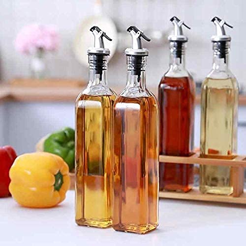 KIDINGTON 2 Pcs Glass Oil Dispenser Vinegar Dispenser BPA Free Salad Dressing Cruet Glass Bottle Olive Oil Bottles Dispenser 500 ML Each Pack of 2 - Image 2