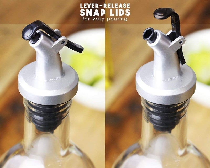 KIDINGTON 2 Pcs Glass Oil Dispenser Vinegar Dispenser BPA Free Salad Dressing Cruet Glass Bottle Olive Oil Bottles Dispenser 500 ML Each Pack of 2 - Image 3