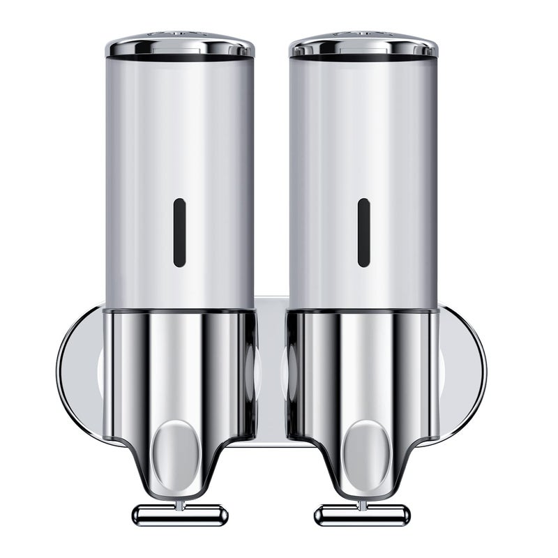 YIAOZ YIAOZ 3 in 1 Chamber Wall Mounted BathroomShower Pump DispenserDispensers for The ShowerShampoo and Conditioner DispenserShower Dispenser 3 Chamber no Drill176 oz DoubleSilvery