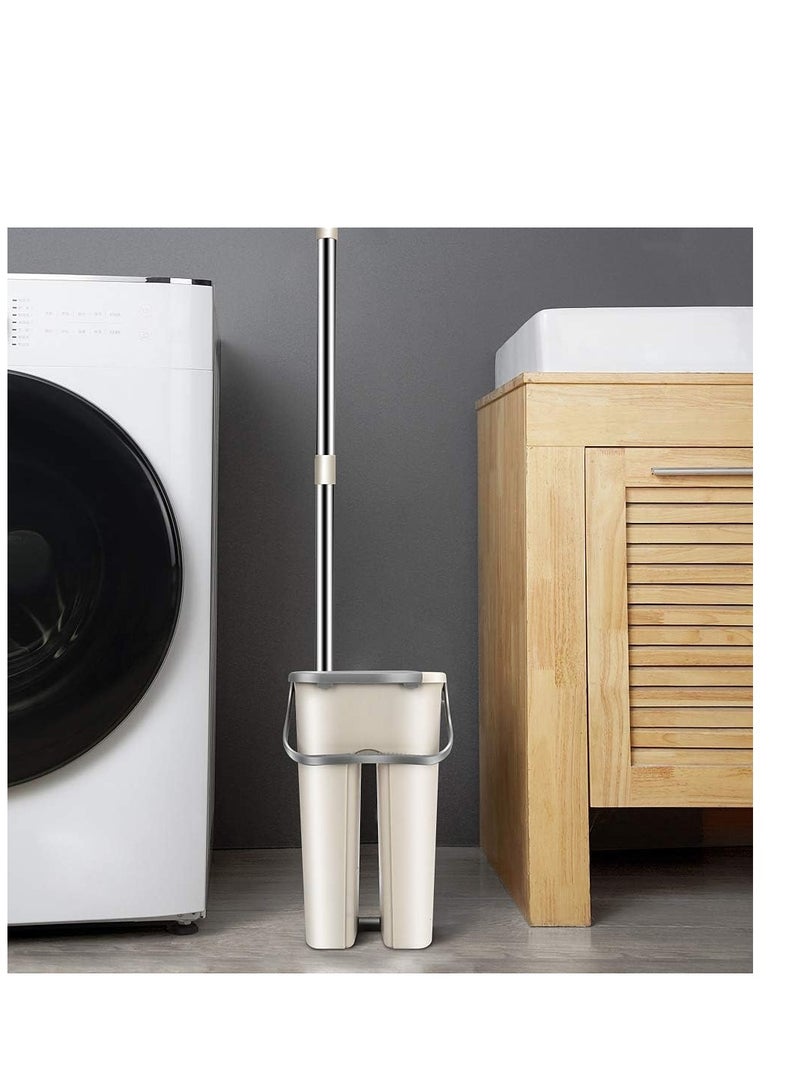 Microfiber Flat Mop with Bucket, Cleaning Squeeze Hand Free Floor Mop, 3 Reusable Mop Pads, Stainless Steel Handle,360° Rotating Head Squeeze Advanced microfiber pad: 2 reusable microfiber pads that a  - Image 4