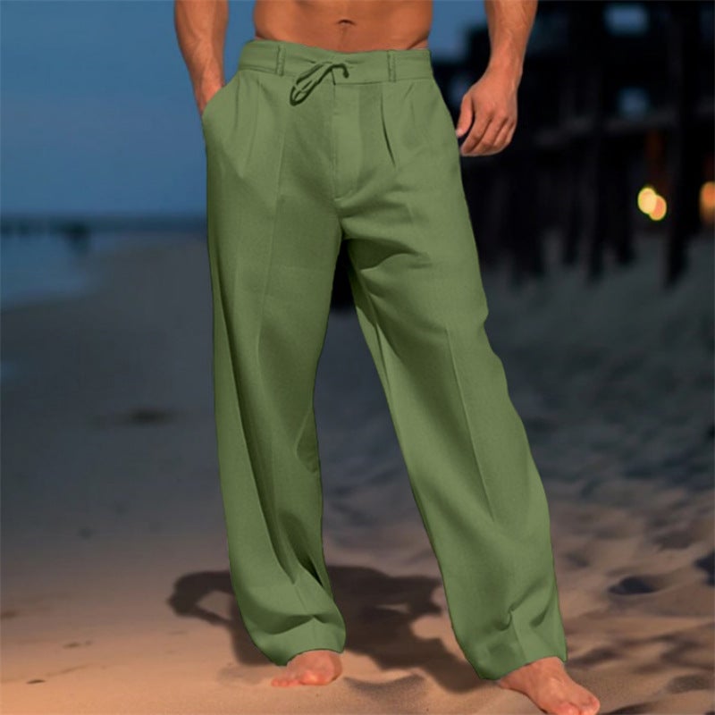 Men's Linen Beach Pants Solid Color Comfortable Casual - Image 4