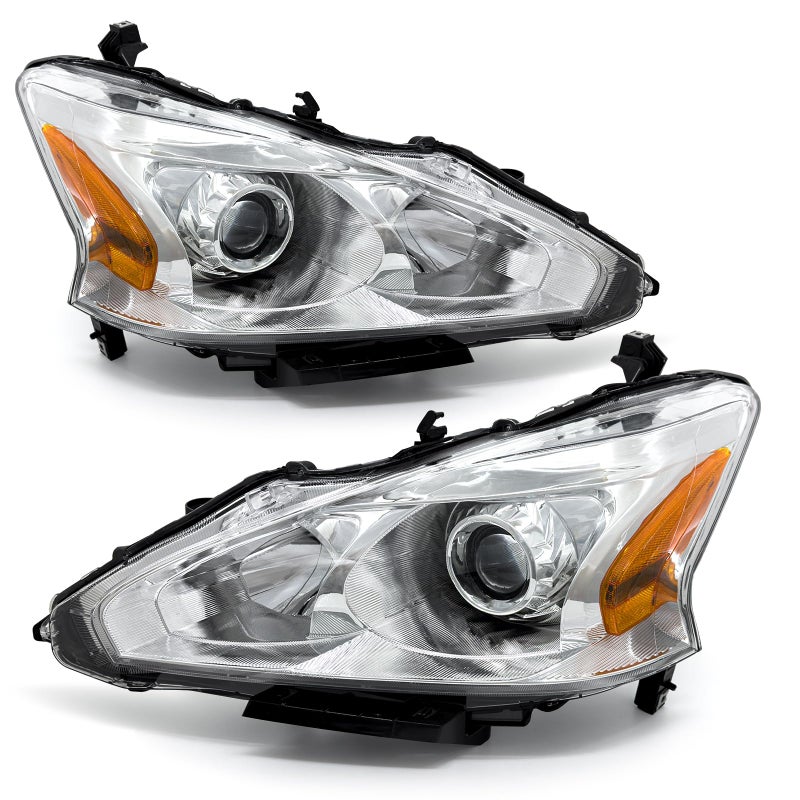 ADCARLIGHTS 2013 2014 2015 Nissan Altima Headlight Assembly Only fit 4Door Clear Lens Chrome Housing with Amber Reflector Headlamp Replacement Left and Right Pair(Does Not Fit Xenon/HID)ï¼ˆW/O Bulbsï¼‰ - Image 1