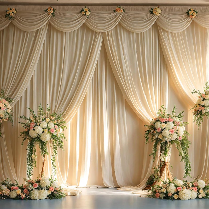NSSONBEN 10ft x 8ft Wrinkle Free Beige Backdrop Curtains for Parties, Thick Fabric Photo Backdrop Drapes for Weddings Photography Birthday Party Backgrpund Decor - Image 5