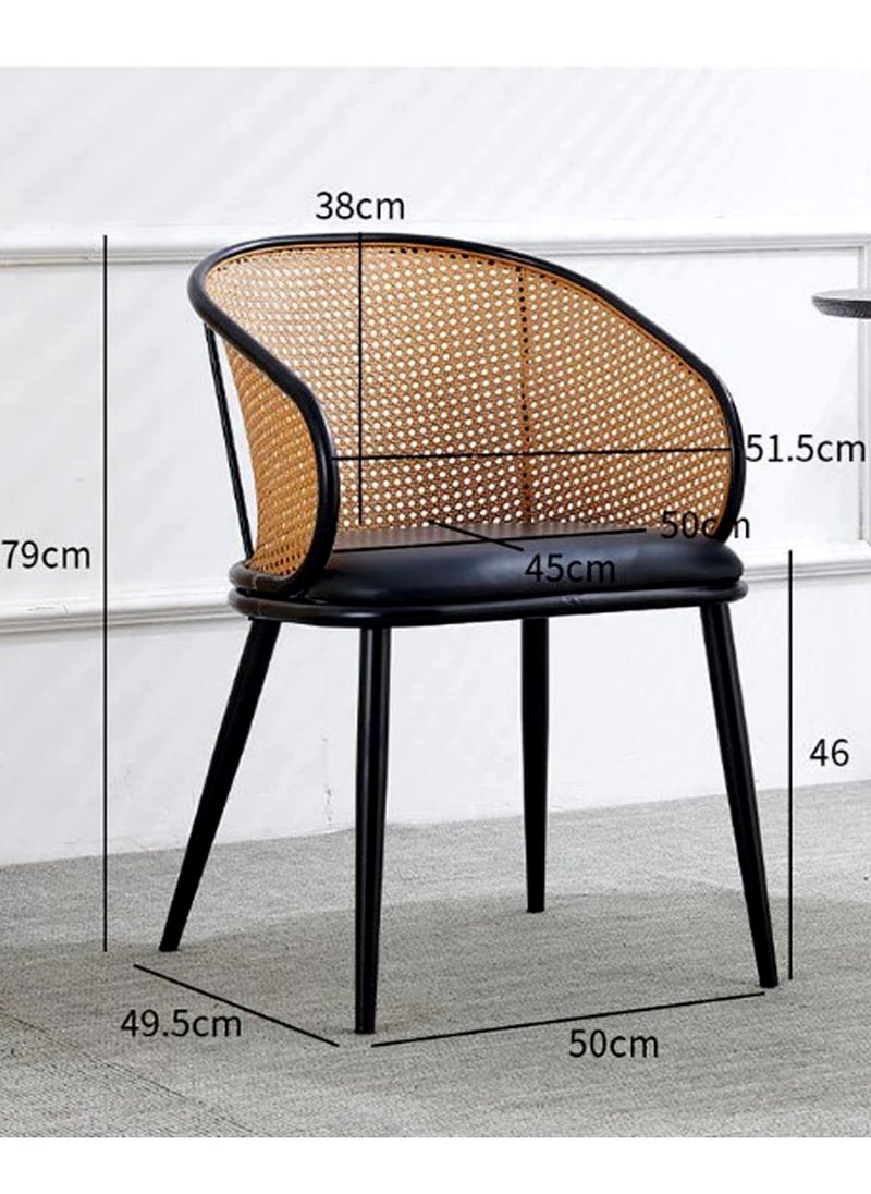 Generic - SET OF 2 Luxury Armrest Dining Chairs Classic Hotel Metal Rattan Good Minimalist Dining Chairs  Living Room - Image 1